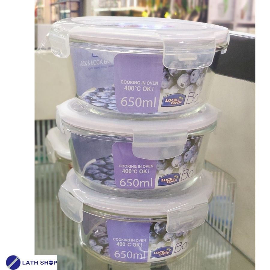 Bộ 3 Thố thủy tinh tròn Lock&Lock LLG831 650ml