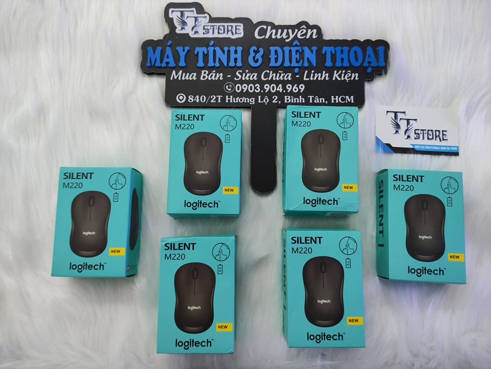 Chuột không dây Logitech Silent M220 Đen - hàng chính hãng