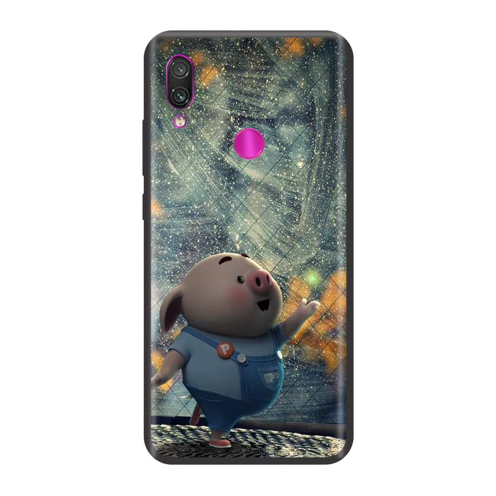 Ốp lưng TPU viền dẻo cho điện thoại XIAOMI REDMI NOTE 7 Hình Heo Con Chạy Bộ