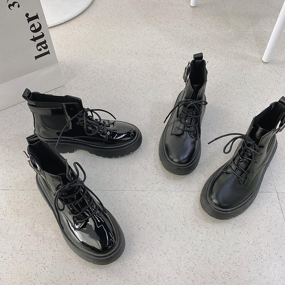 Giày bốt da PU màu bóng/ nhám siêu cá tính thời trang