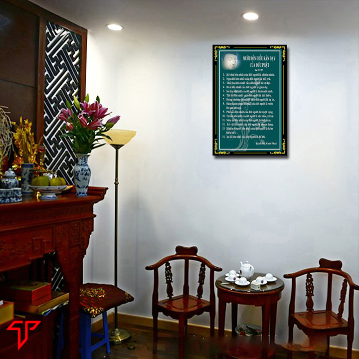 Tranh phật giáo trang trí tường mẫu điều Phật dạy, Tranh Thư Pháp 14 Điều Dạy Của Phật 2601