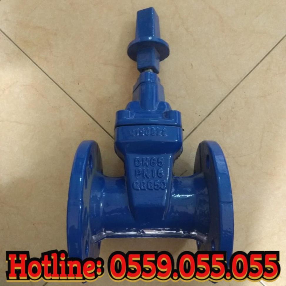 Van cổng mặt bích DN65 ATZ ty chìm lắp chụp, tay quay cánh cao su