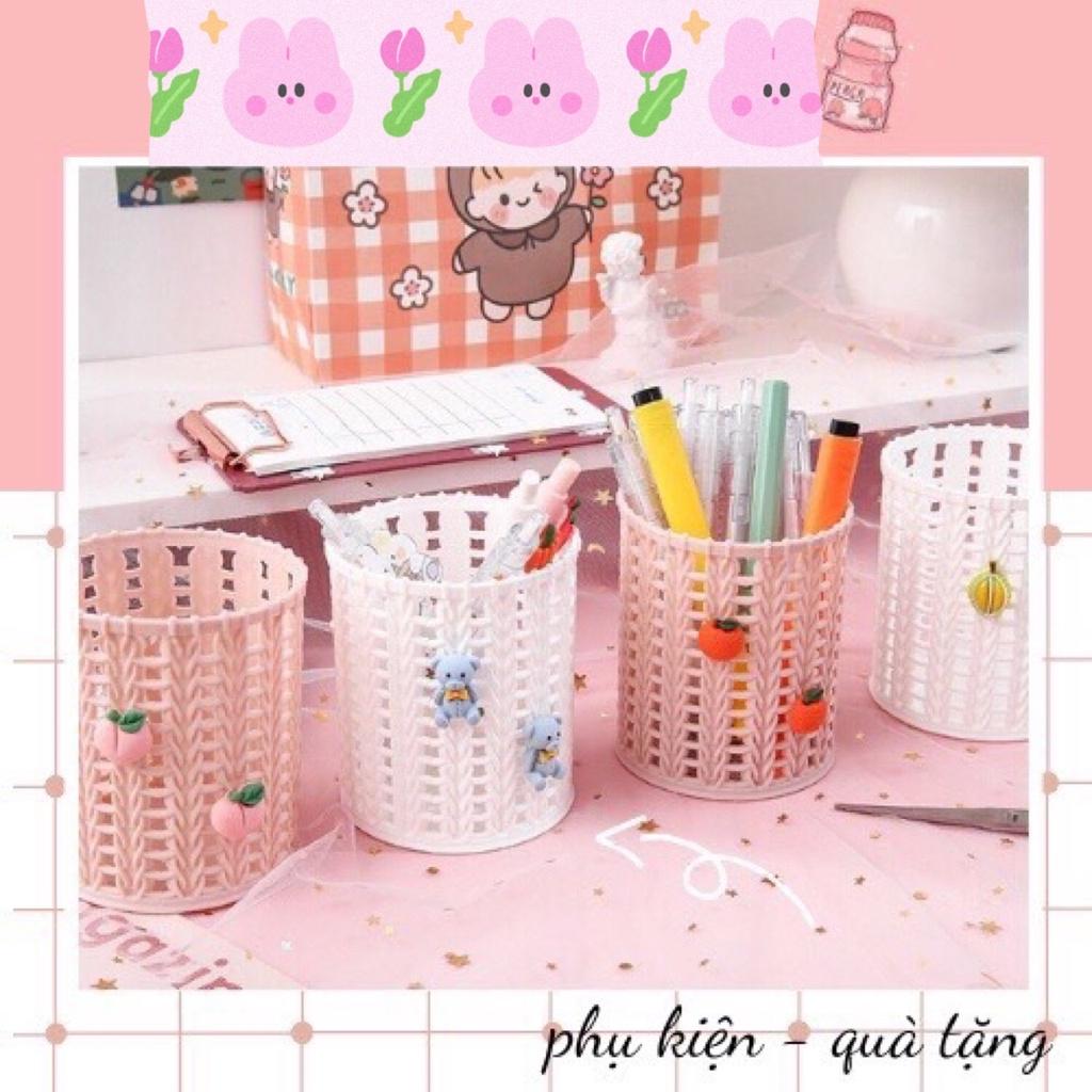 Giỏ đựng bút họa tiết giả mây (không kèm sticker)