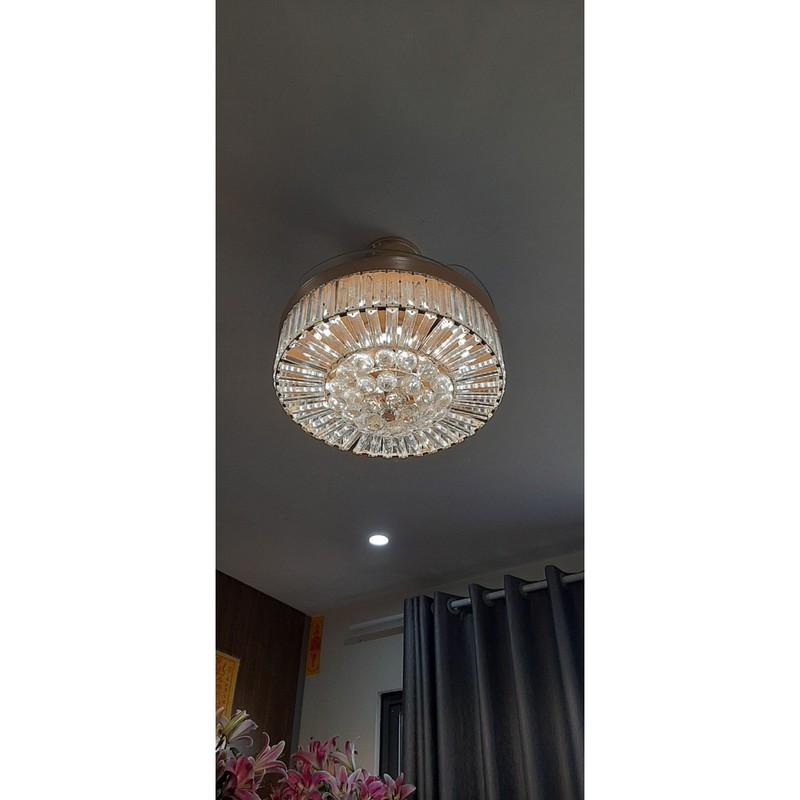 Động cơ DC lõi đồng , thân đèn phale} Quạt trần đèn dấu cánh, quạt trần phòng khách, 3 màu ánh sáng - GRE19