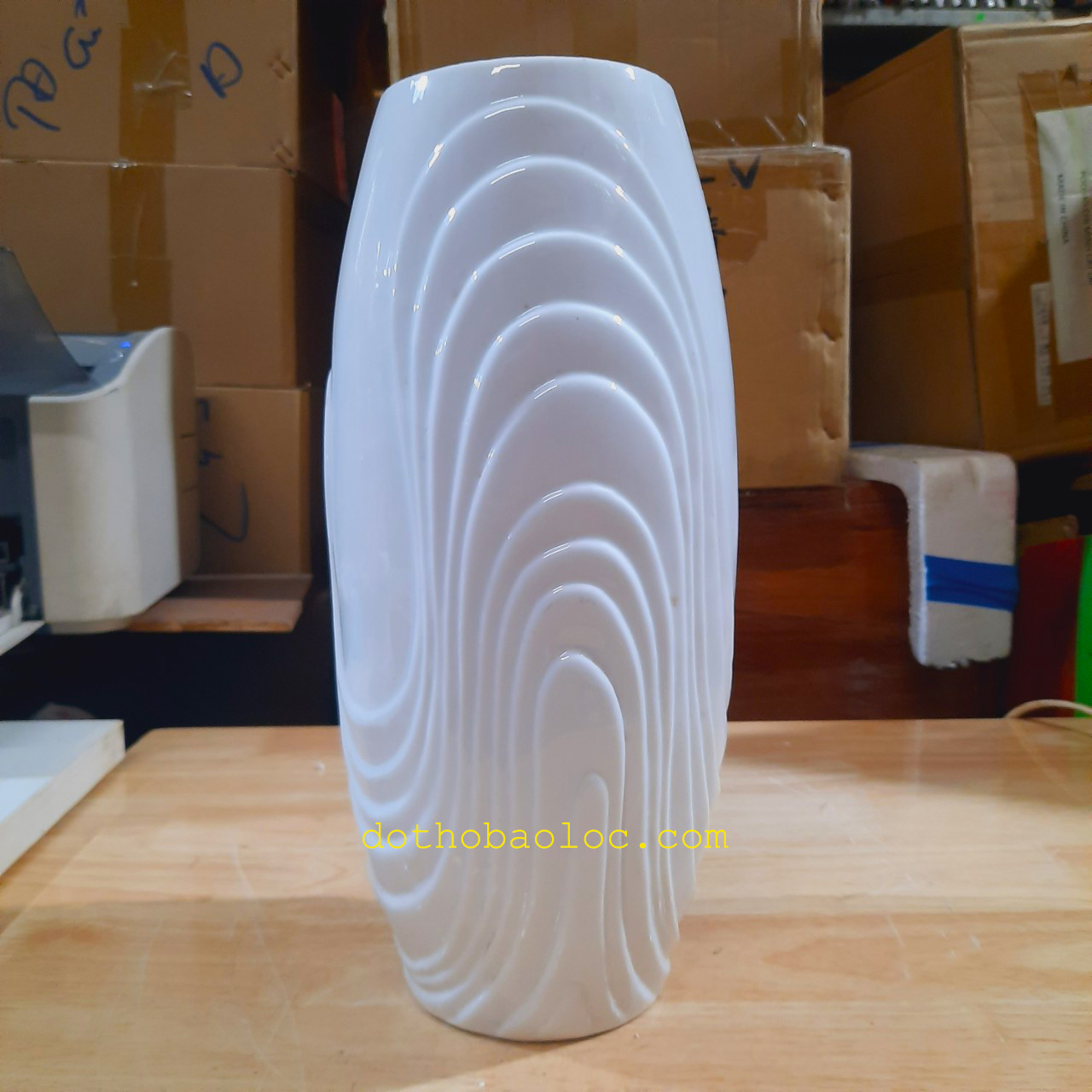 Bình cắm bông bằng sứ Bát Tràng cao 34cm