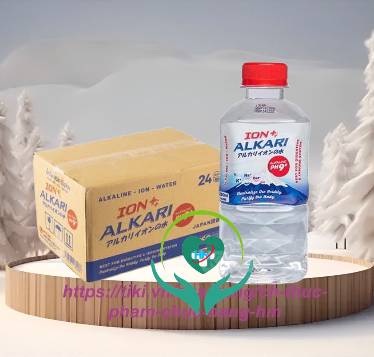 Thùng 24 chai x 350ml Nước uống ION KIỀM PH9+ Alkari , thùng 24 chai , Giúp tăng cường đề kháng, làm chậm lão hóa