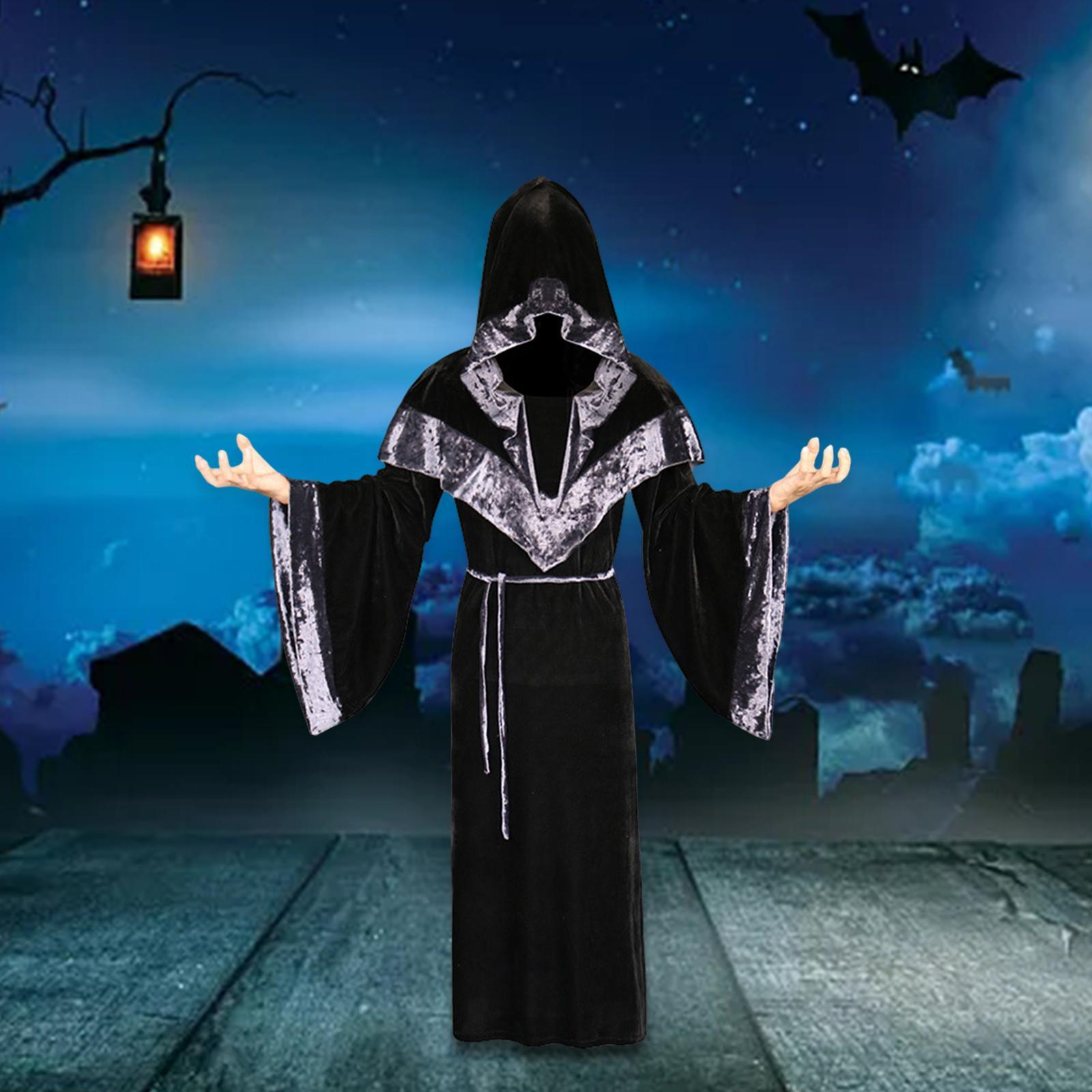 Black Hooded Cape, Halloween Hooded Cloak Long Black Cape Hooded Cloak for Men Women Halloween Christmas Witch Vampires Costume Cosplay Party