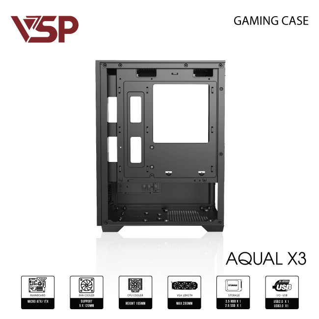 Vỏ Máy Tính Case VSP Aqual X3 Hồng/Đen – Hàng Chính Hãng