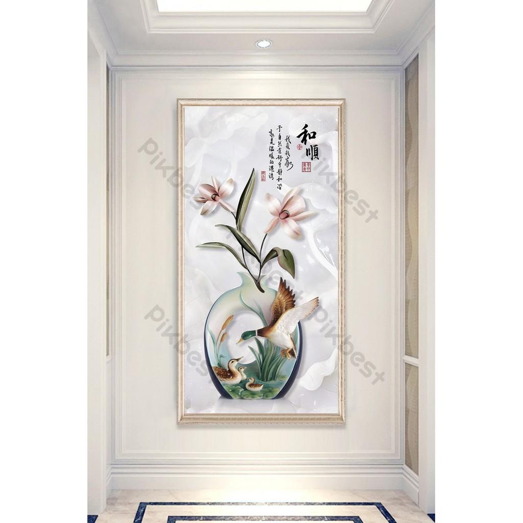 Tranh dán tường Tranh 3D dán tường Bình Hoa