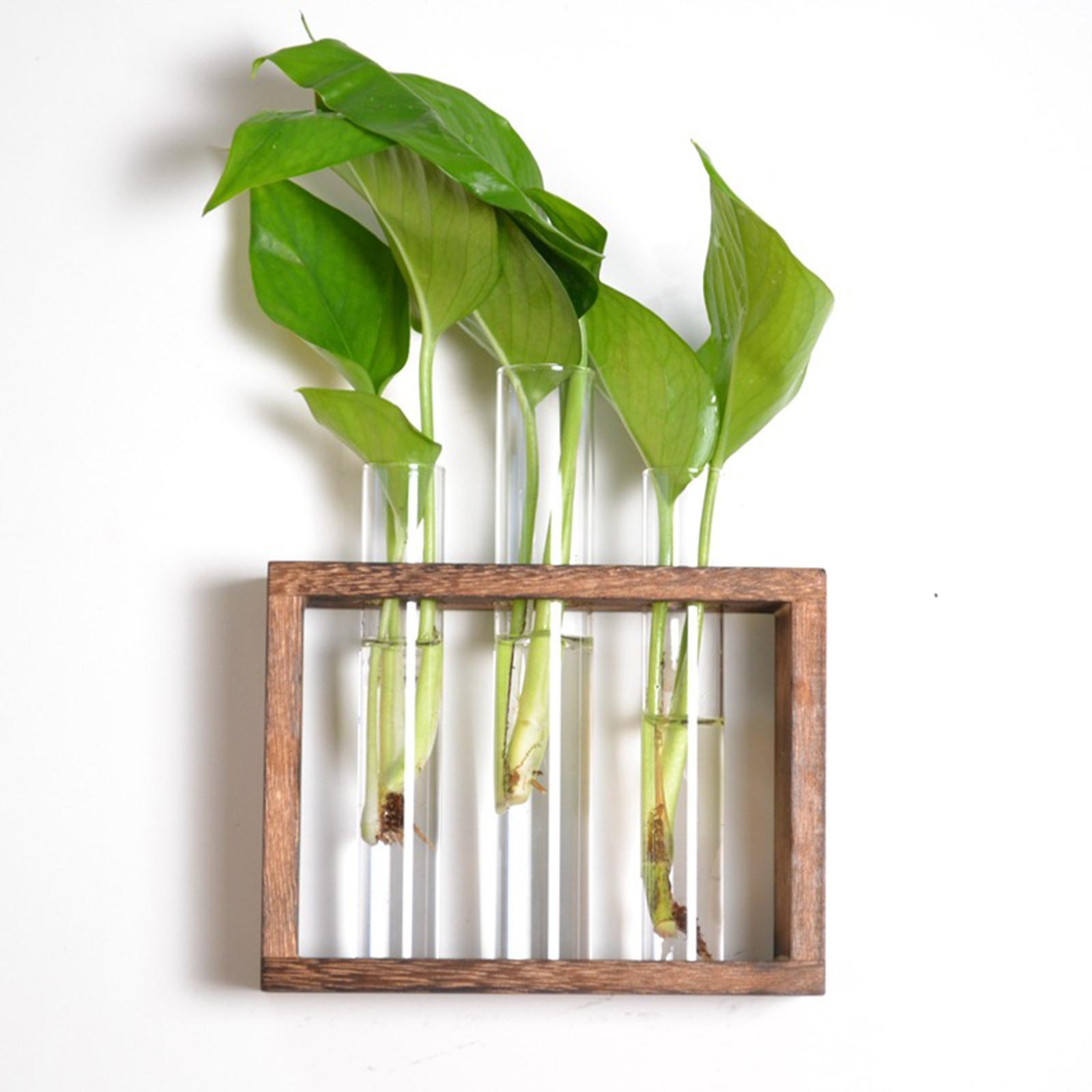 Test Tube Planter Modern Flower Bud Vase with Wood Stand 3 Test Tube