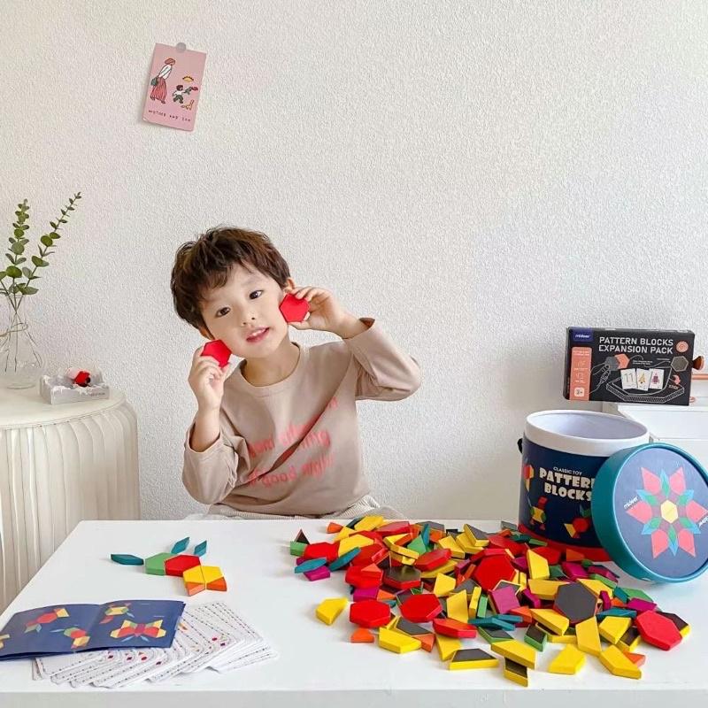 Đồ Chơi Xếp Hình Gỗ Sáng Tạo Mideer Pattern Blocks, Đồ Chơi Thông Minh Cho Bé 3 4 5 6+ Tuổi