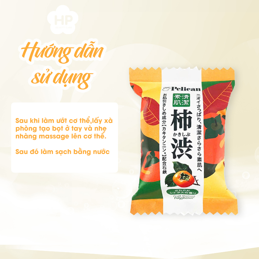 Xà Phòng Tắm Khử Mùi Cơ Thể Chiết Xuất Từ Quả Hồng Pelican Family Soap KSB (80G)