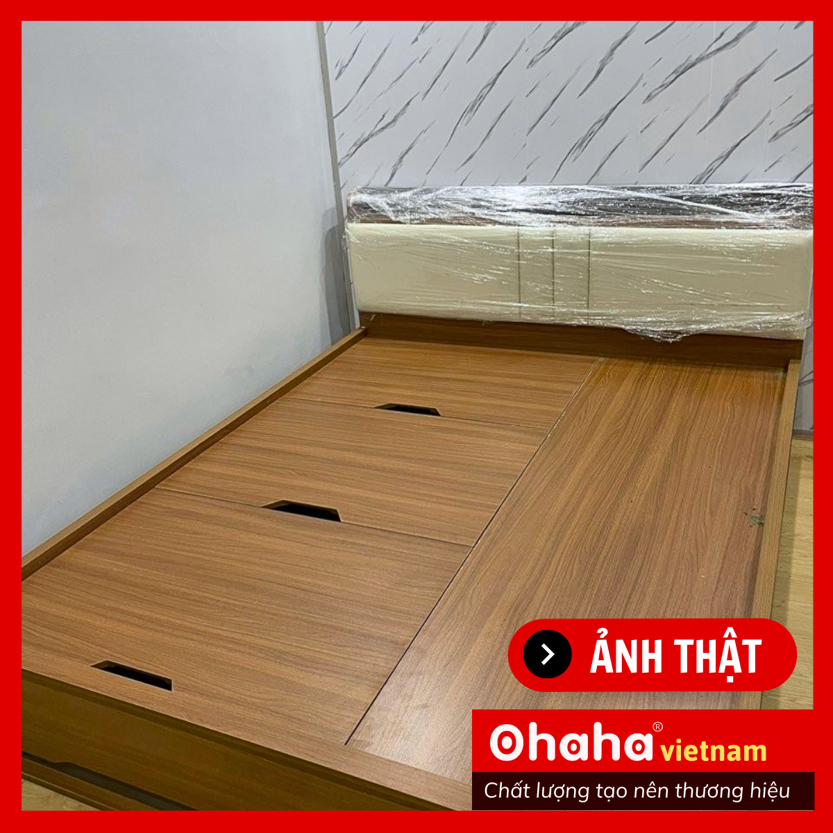 Giường ngủ gỗ công nghiệp bọc nệm OHAHA - GN001 (180cm x 200cm)