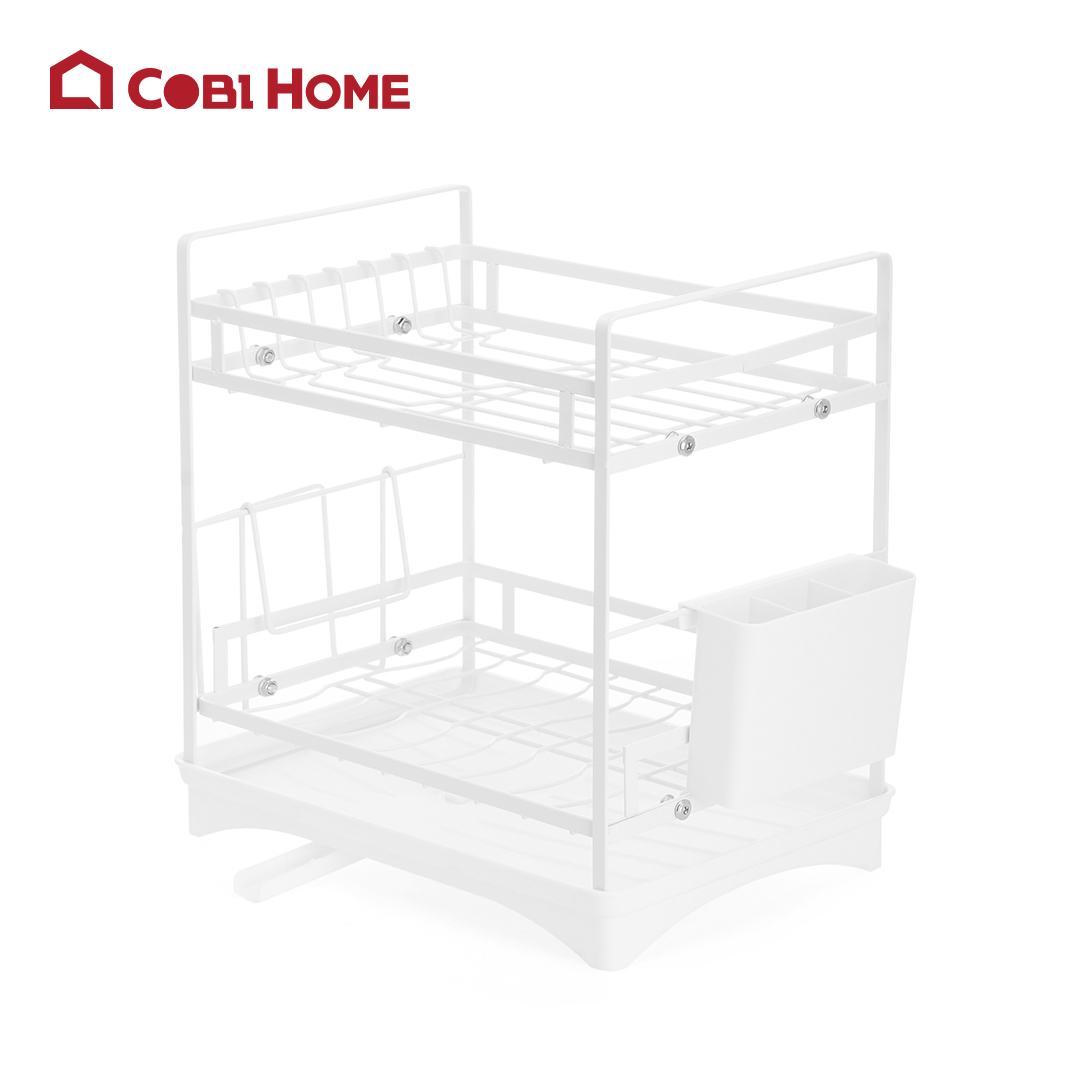 Kệ úp bát đĩa nhà bếp đa năng 2 tầng kèm khay hứng nước (S). Phân phối bởi Cobi Home