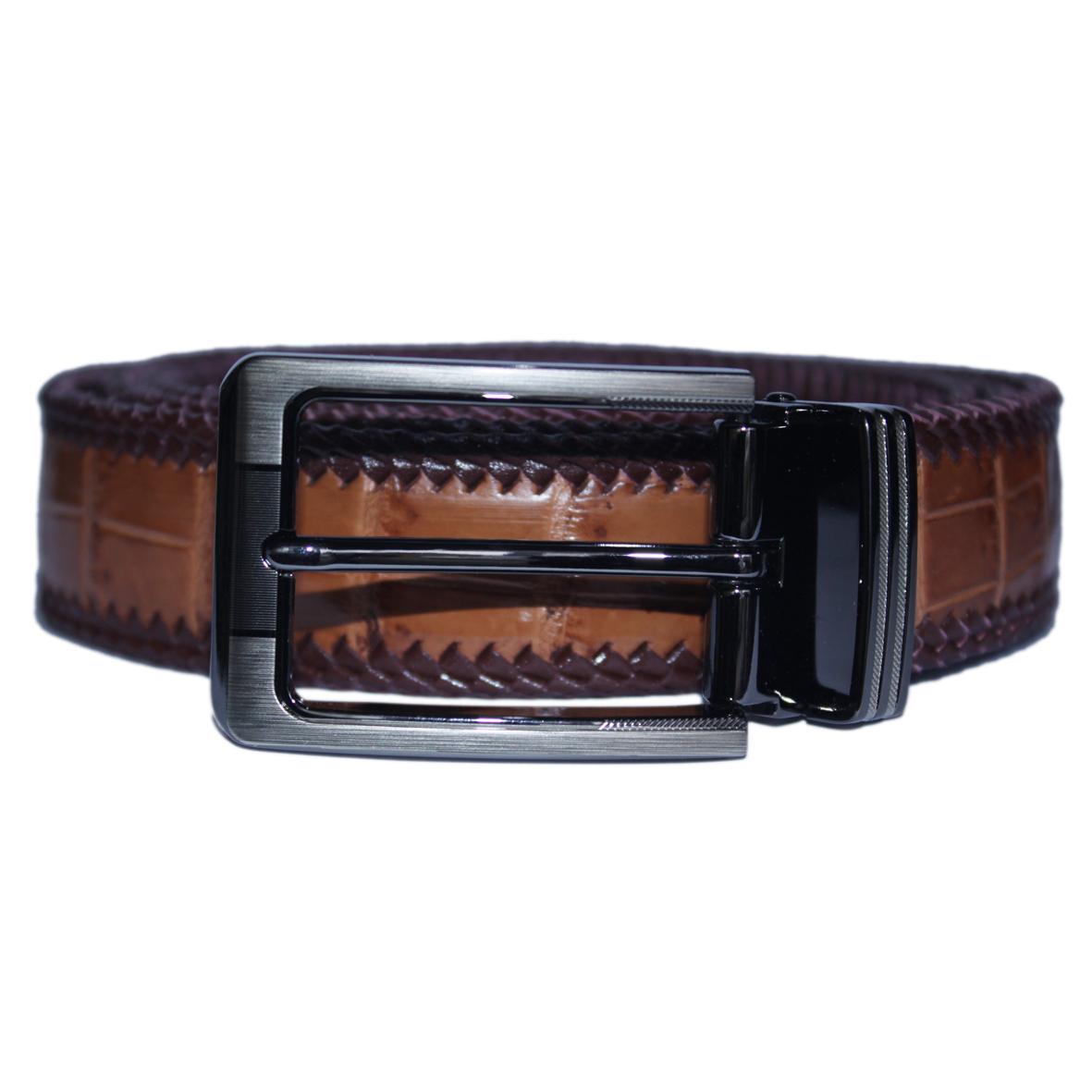 Dây nịt nam da cá sấu màu nâu đỏ HJ94205-40-41-53-78