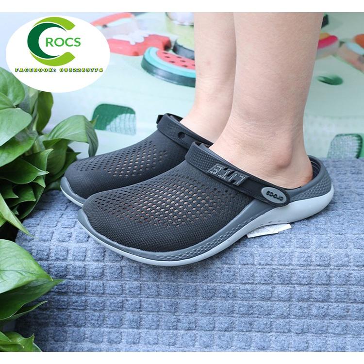 Dép sục nhựa đi mưa chống hôi chân CrocsCroslite Literide 360 clog màu Đen / Trơn