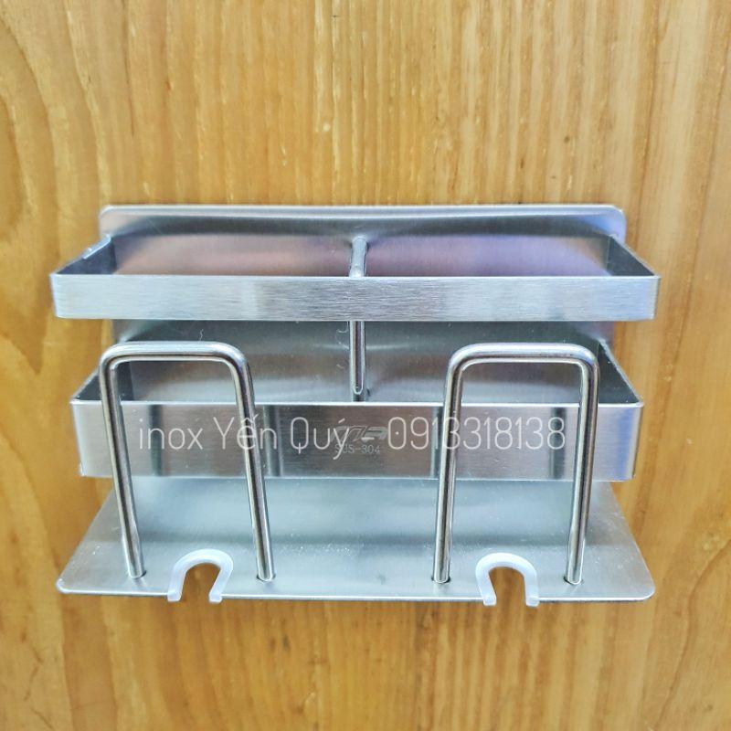 KỆ CẮM BÀN CHẢI KEM ĐÁNH RĂNG DÁN TƯỜNG INOX304