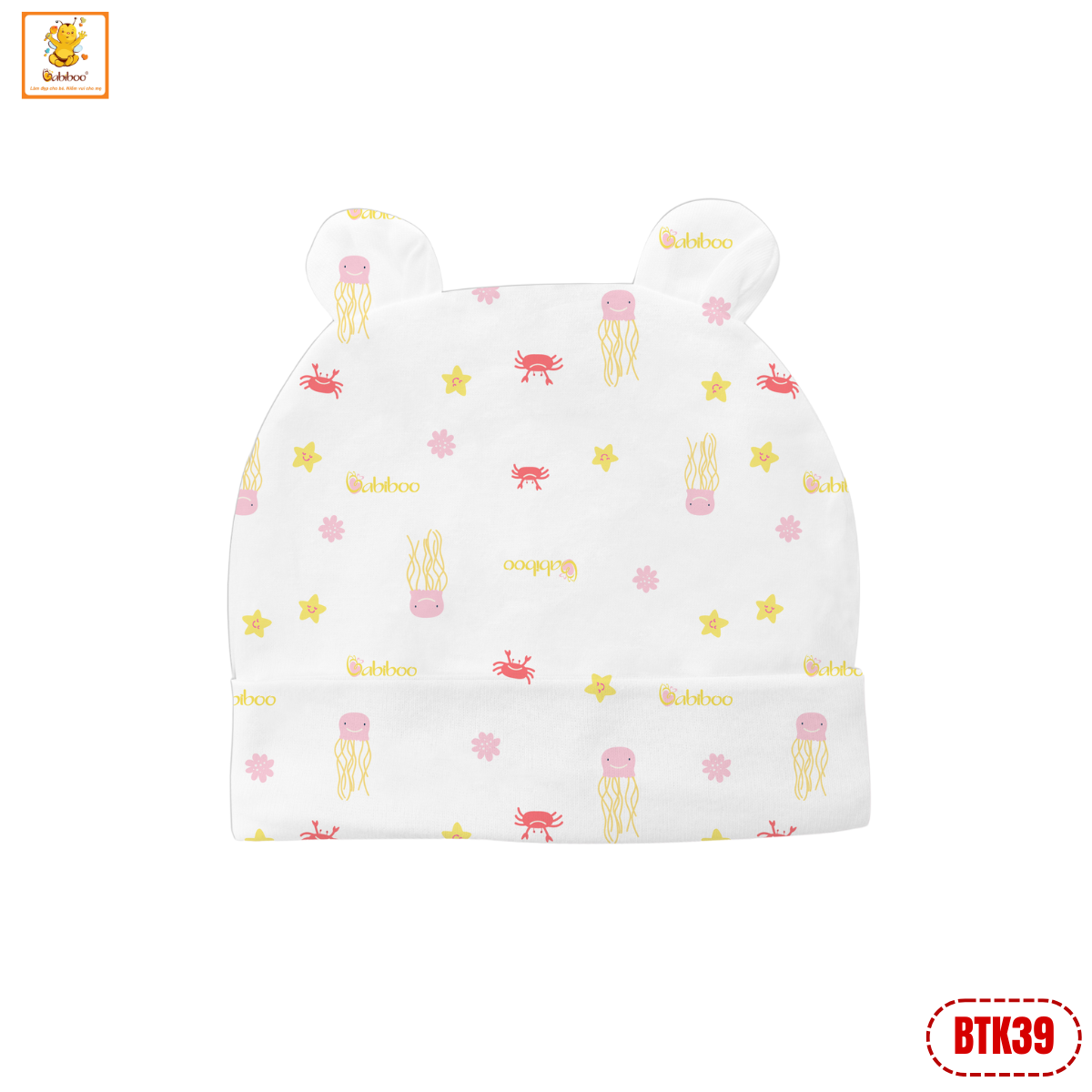 Mũ sơ sinh Babiboo mũ cho bé họa tiết xinh xắn, vải visco siêu mềm BTK39