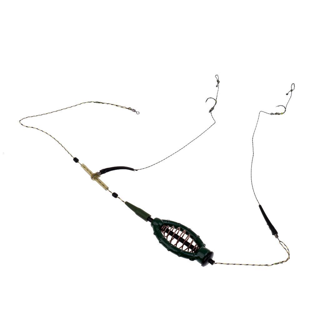2pcs Carp Fishing Feeder Fishing Baits Cage Hook Rig Set Lead Sinker Tackle