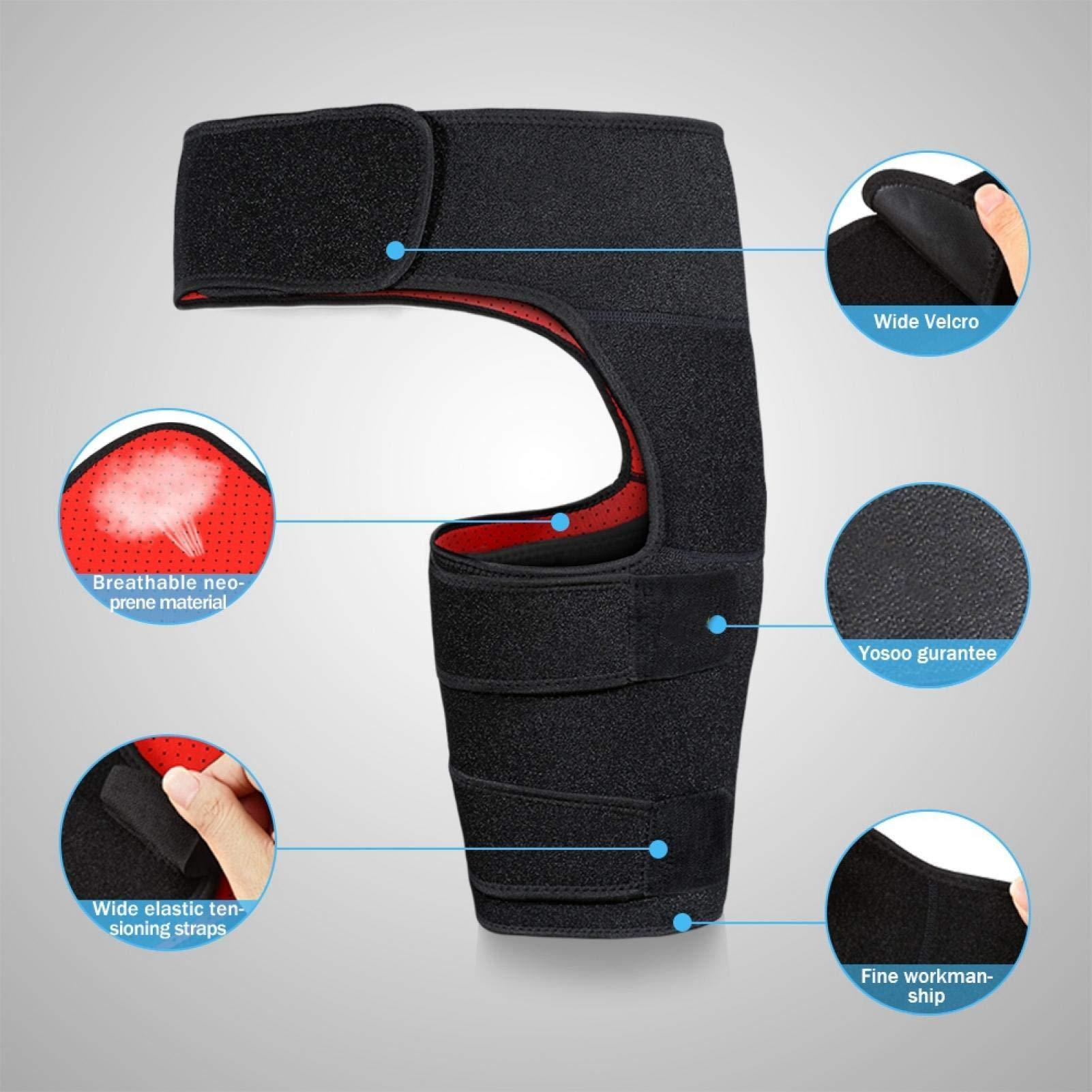Băng đùi, nén đau, nén Hip đùi Điều chỉnh HIP/HPORING Hỗ trợ háng với dây buộc Velcro để giảm đau đùi