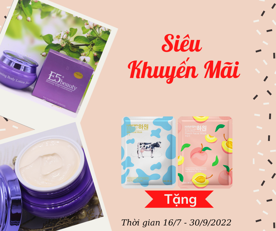 Kem trắng da toàn thân  3 in 1 E5 tím 100 gam