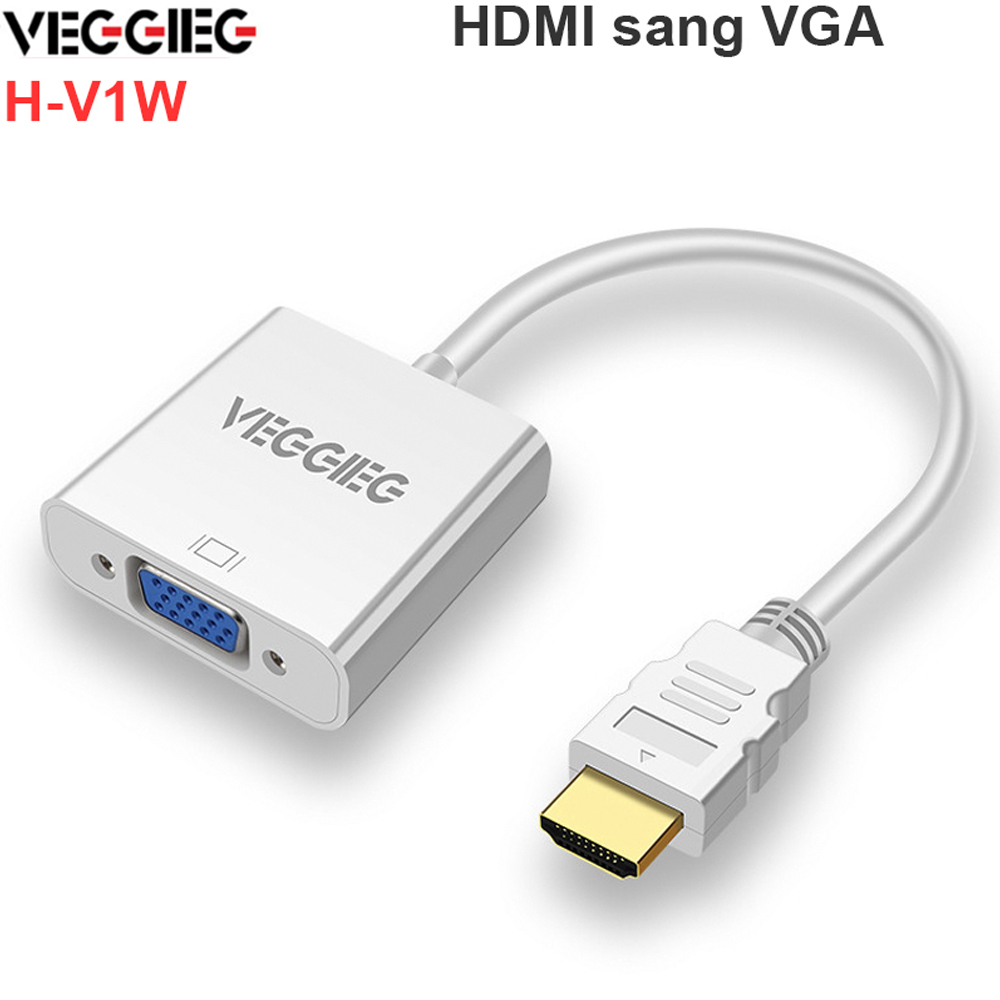 Dây cáp chuyển đổi HDMI ra VGA 1080P VEGGEIG H-V1W - Màu trắng