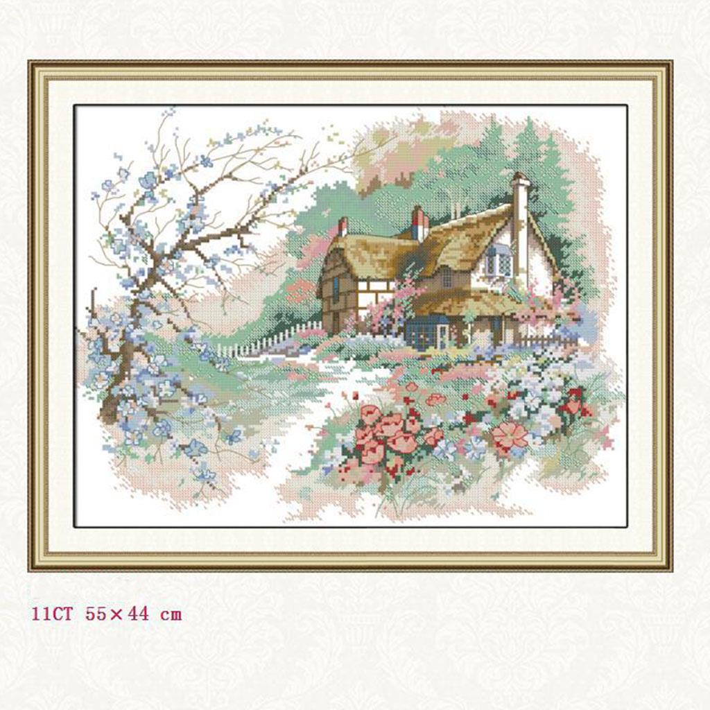 Country Landscape Stamped Counted Cross Stitch Kits for Beginners 11CT DIY