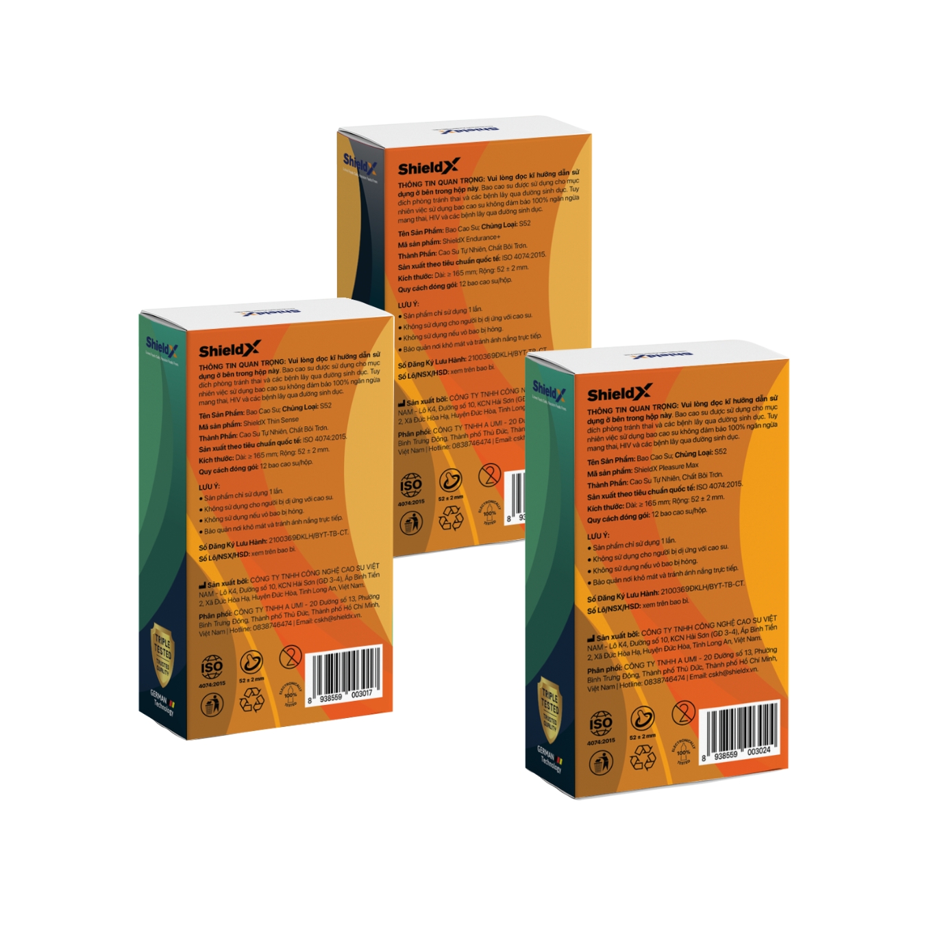 Combo 3 Hộp Bao Cao Su ShieldX - Hộp 12 Cái