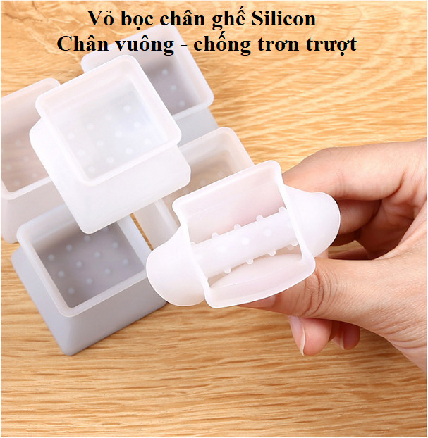 [Chọn màu] Bộ 20 Vỏ bọc chân bàn ghế silicon dày hình vuông, miếng silicon dày bọc chân bàn ghế chống trượt (tặng móc dán tường)