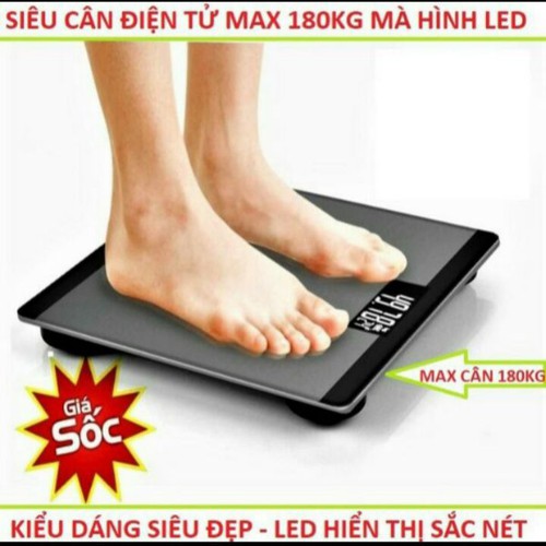 Cân sức khỏe điện tử 180kg màn hình led siêu nét mẫu mới loại tốt kính cường lực