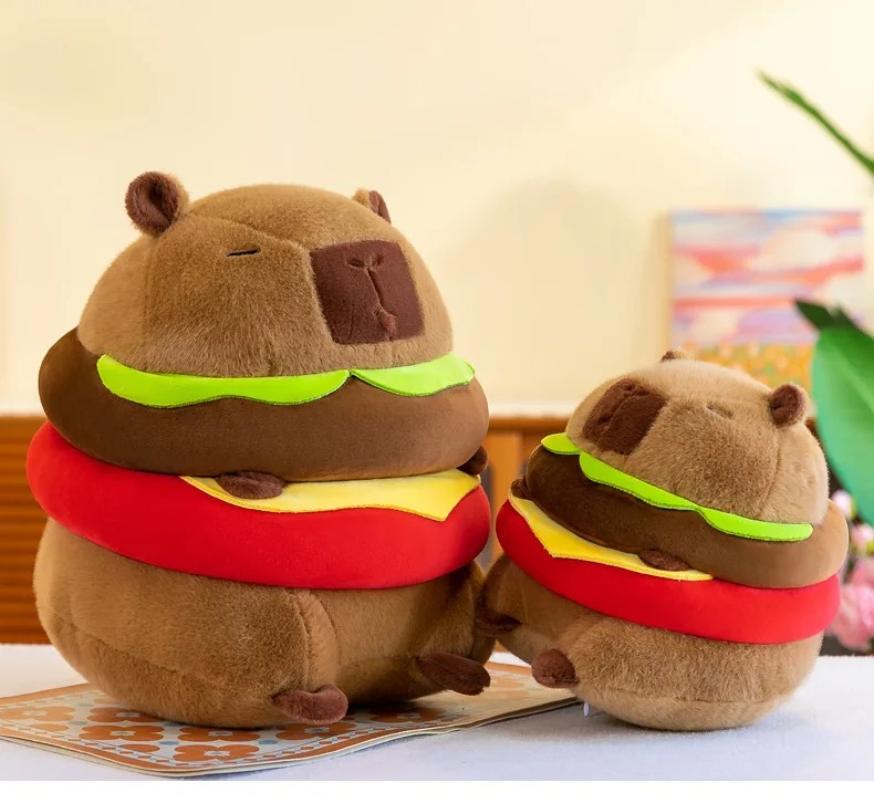 Thú nhồi bông Capybara bánh mì hamburger Đáng Yêu - Size từ 35cm đến 80cm - Quà tặng gấu bông chuột lang nước capy bara đáng yêu siêu mập