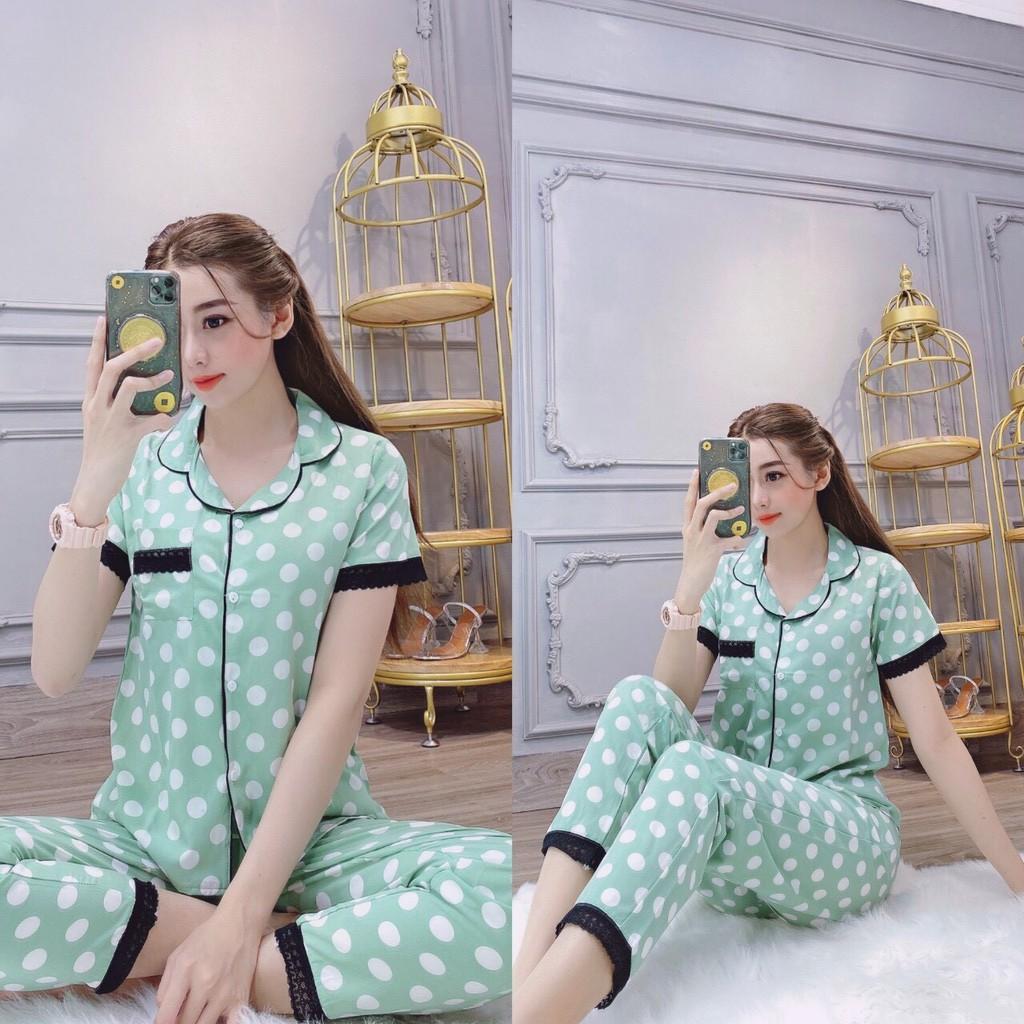 Set bộ pizama họa tiết chấm bi tay ngắn- hàng thiết kế cao cấp 2020 / Có size XXL