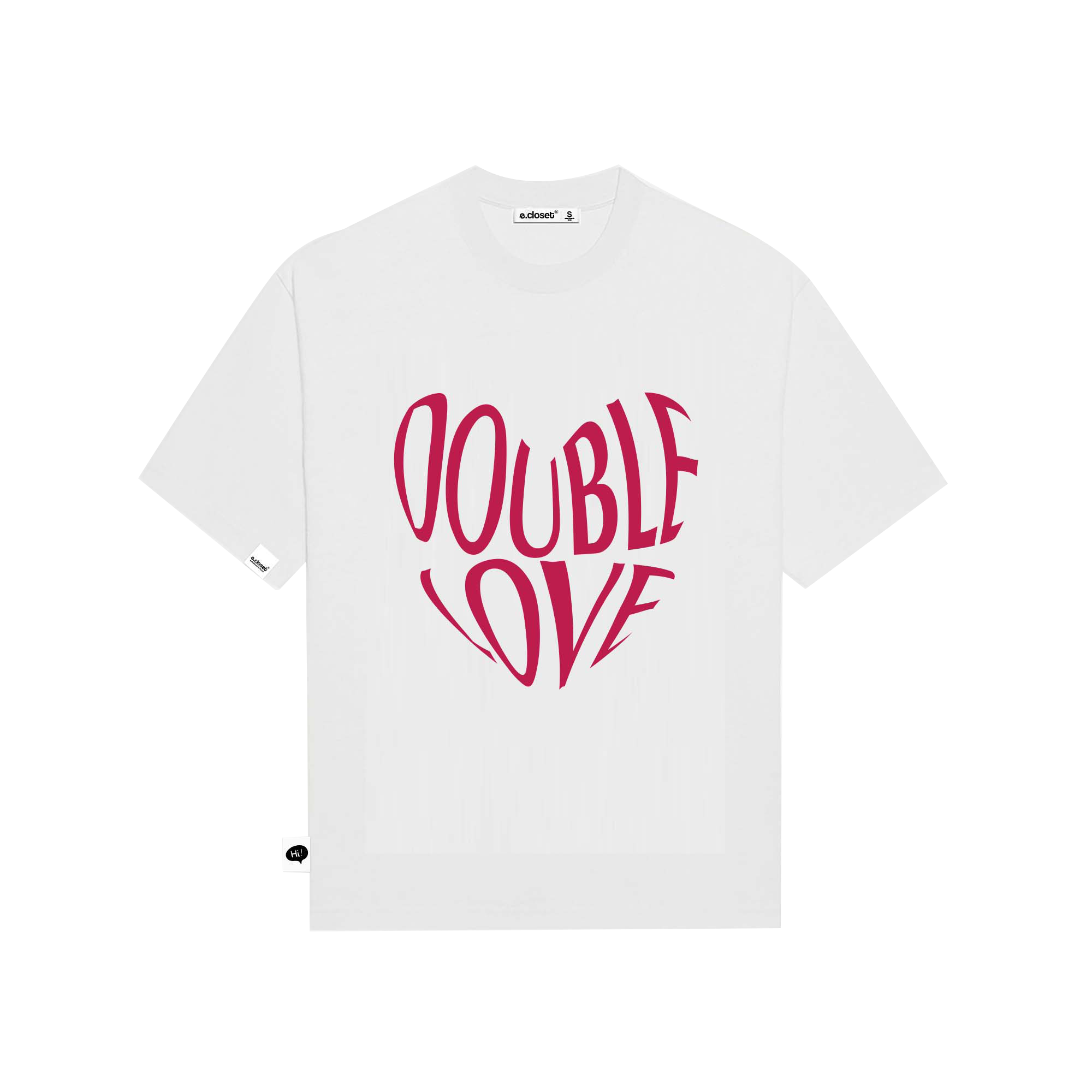 Áo Thun Tay Ngắn Oversize DOUBLE LOVE/ White (unisex, áo thun nam/ nữ)