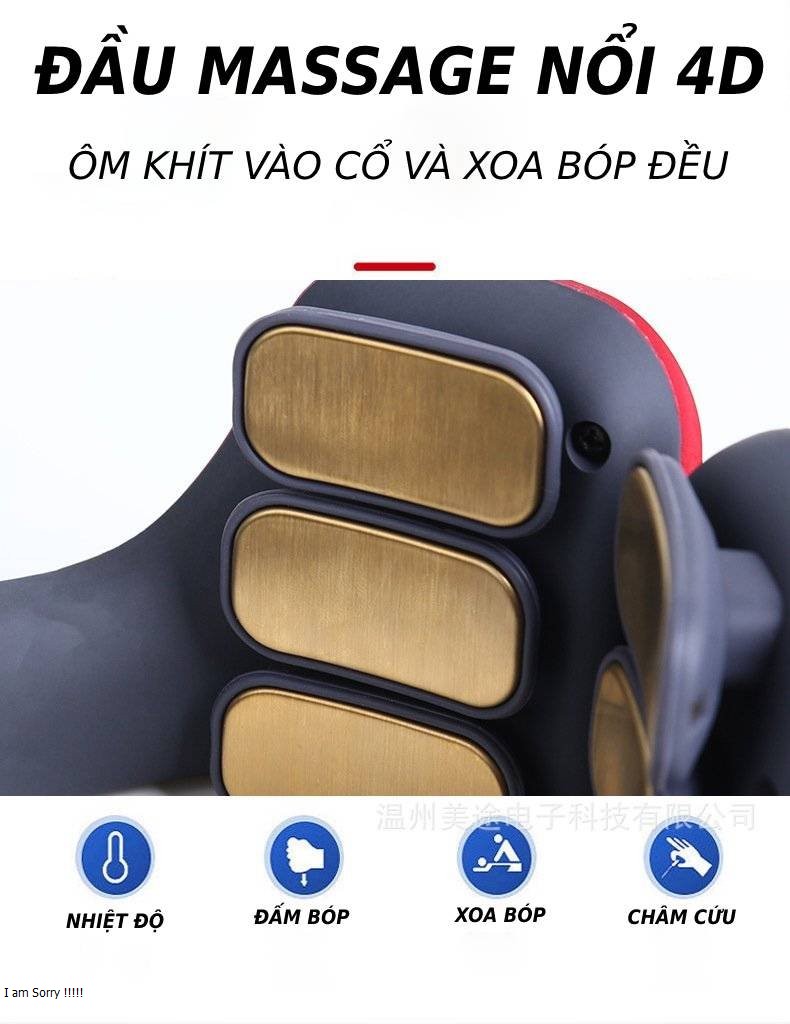 Massage Đốt Sống Cổ Vai Gáy Cải Tiến Với 6 Đầu Massage, 12 Mức Điều Chỉnh, Đa Chức Năng Xung Điện, Chườm Nóng