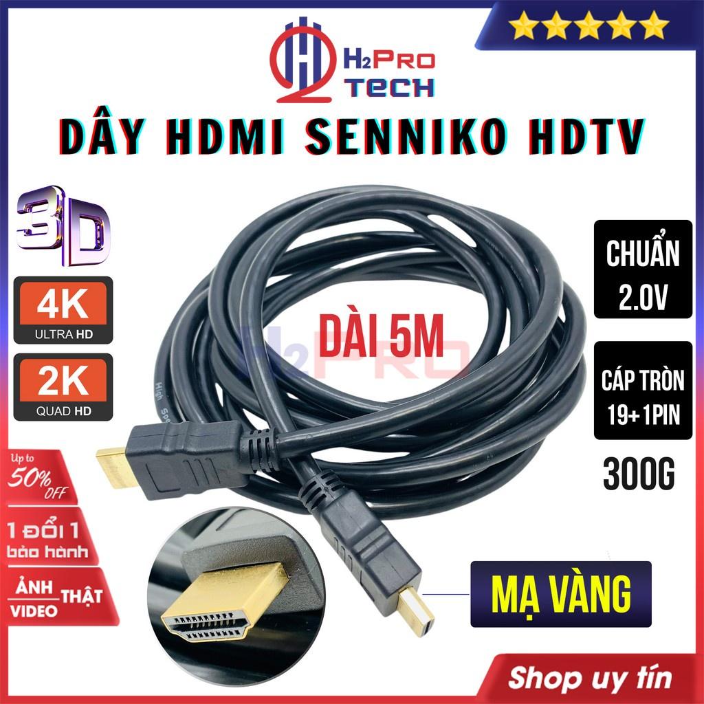 Dây HDMI, Cáp HDMI 2.0 Dài 1.5m, 3m, 5m Tròn Dẻo, Hỗ Trợ 4K SENNIKO HDTV, Đầu Mạ Vàng Cho TV/ Máy Chiếu/ PS4-H2pro Tech