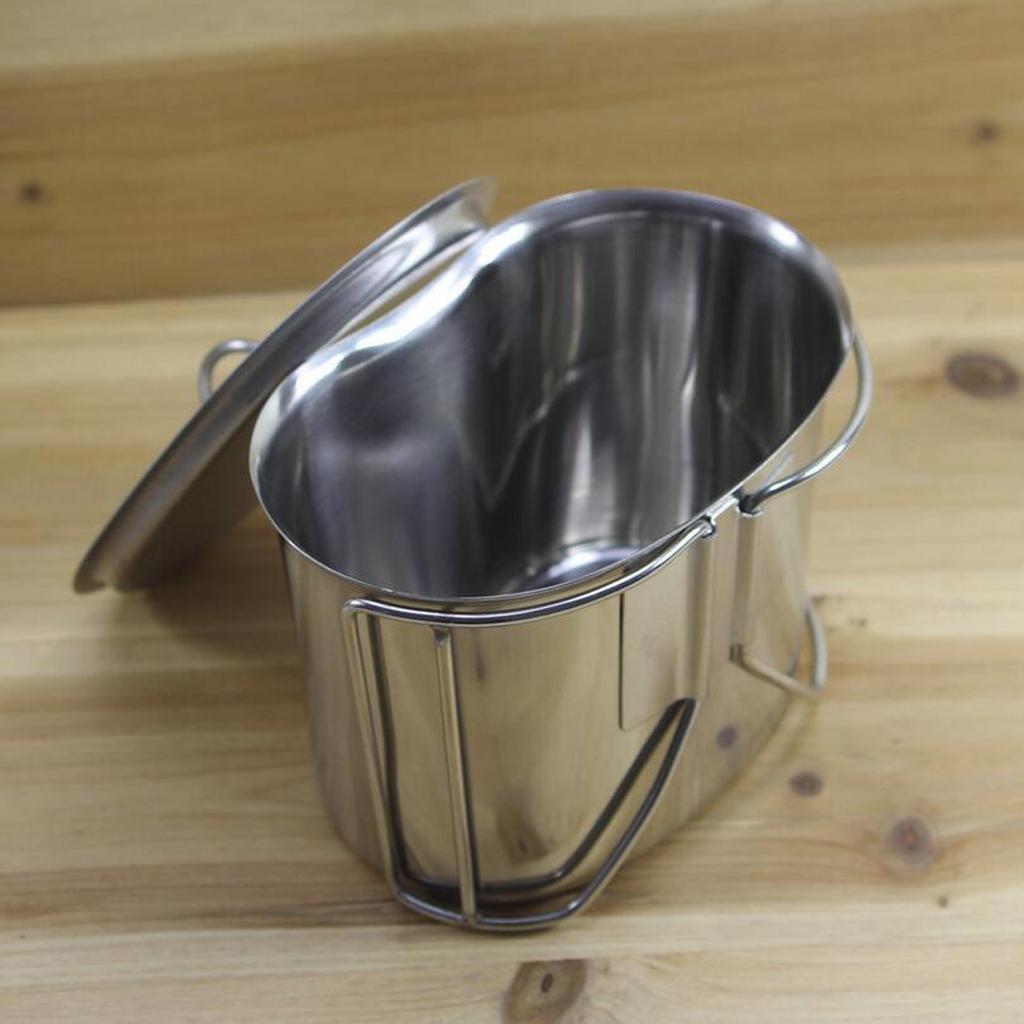 Outdoor Camping Stainless Steel Canteen Cup with Lid Single Pot Lunch Box