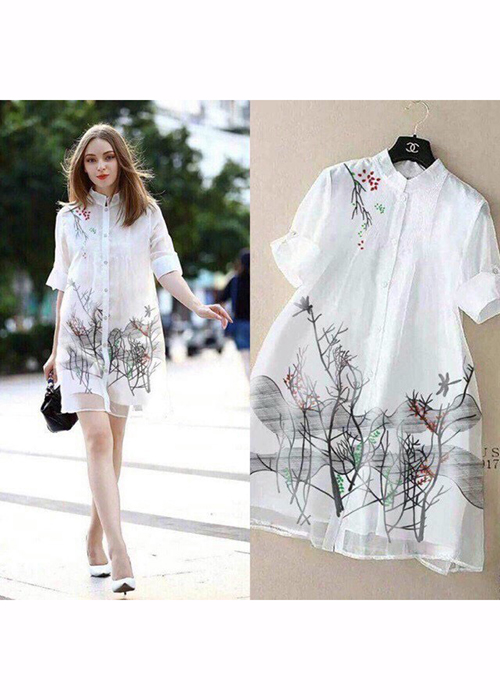 Đầm Voan Suông 2 Lớp In Họa Tiết Thời Trang