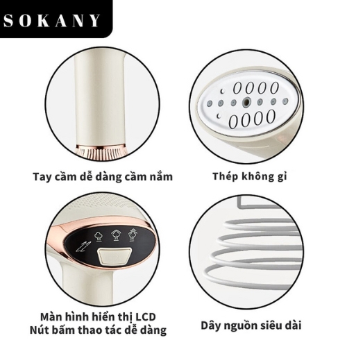 Bàn Là Hơi Nước Cầm Tay Cao Cấp SOKANY SK-12003, Công Suất 1500W, Tiện Lợi Ủi Nhanh Mọi Loại Vải - HÀNG CHÍNH HÃNG - DELIYA