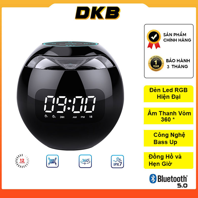 Loa Bluetooth DKB G90 ,Loa Mini Cầm Tay, Âm Thanh Trầm Bay Bổng, Bluetooth 5.0, Có Led RGB, Đồng Hồ Hẹn Giờ, Đài FM, Khe Cắm Thẻ Nhớ - Hàng Chính Hãng