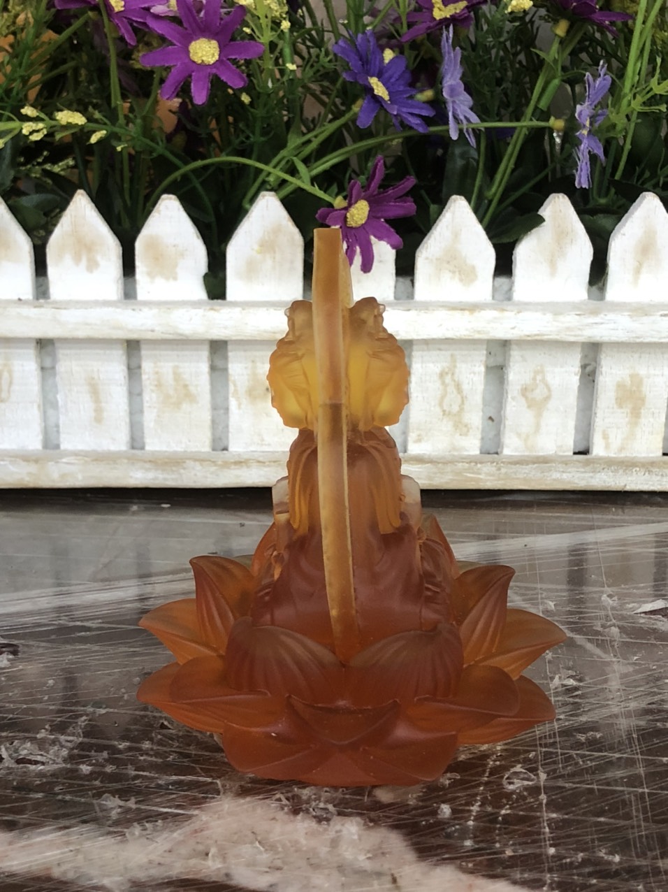 Tượng Phật Quan Thế Âm Bồ Tát 2 mặt đá lưu ly đặt bàn làm việc, xe ôtô - Cao 11 cm