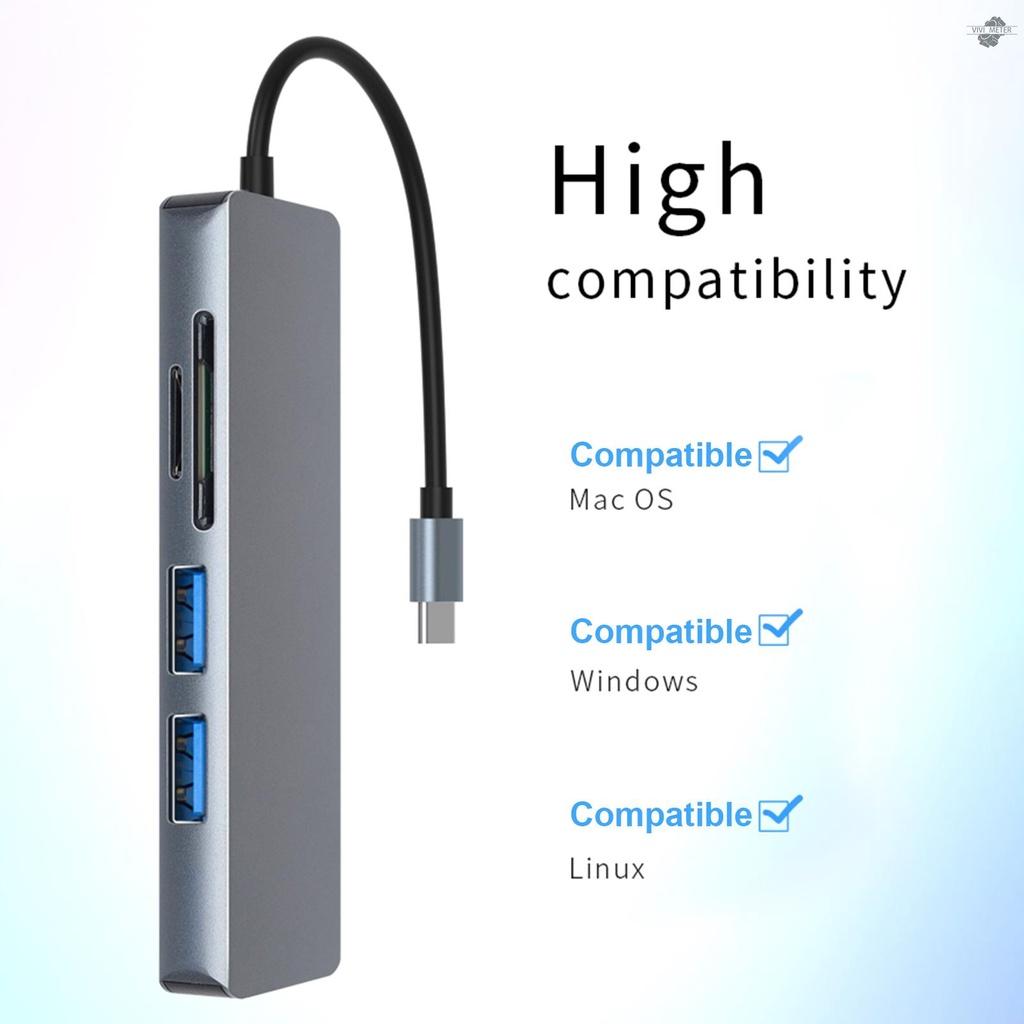 Đầu Đọc Thẻ Nhớ Tf Đa Năng 5 Trong 1 Tc18 Usb Type C Sang Hd Usb3.0 Cho Laptop