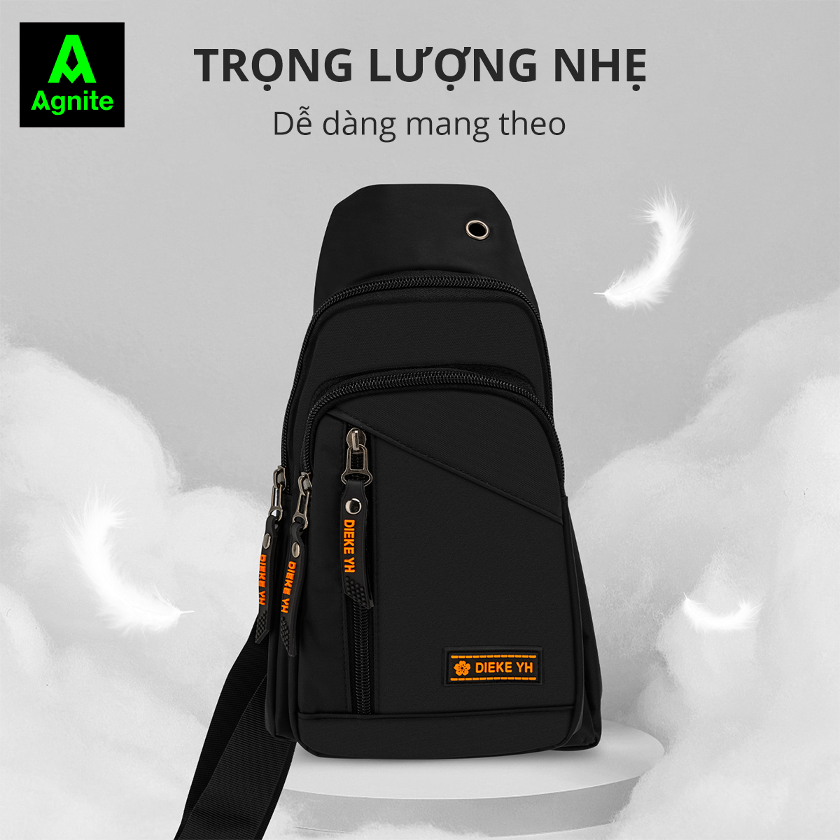 Túi đeo chéo thể thao nam chính hãng Agnite, vải canvas chống nước, nhỏ gọn tiện lợi dễ mang theo - EH1001/EH1002