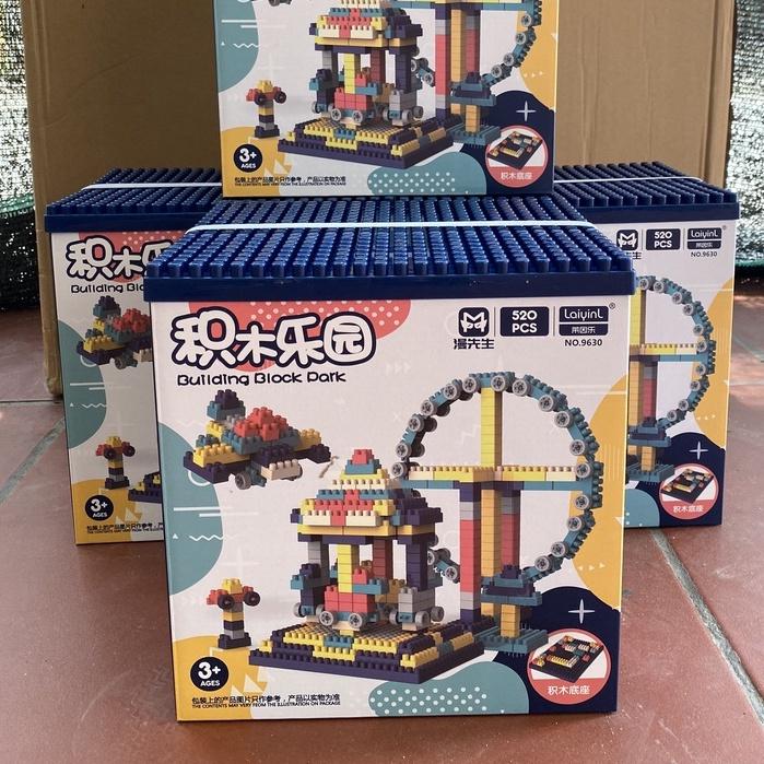Hộp xếp hình 520 chi tiết, bộ lắp ghép lego siêu trí tuệ vòng quay mặt trời