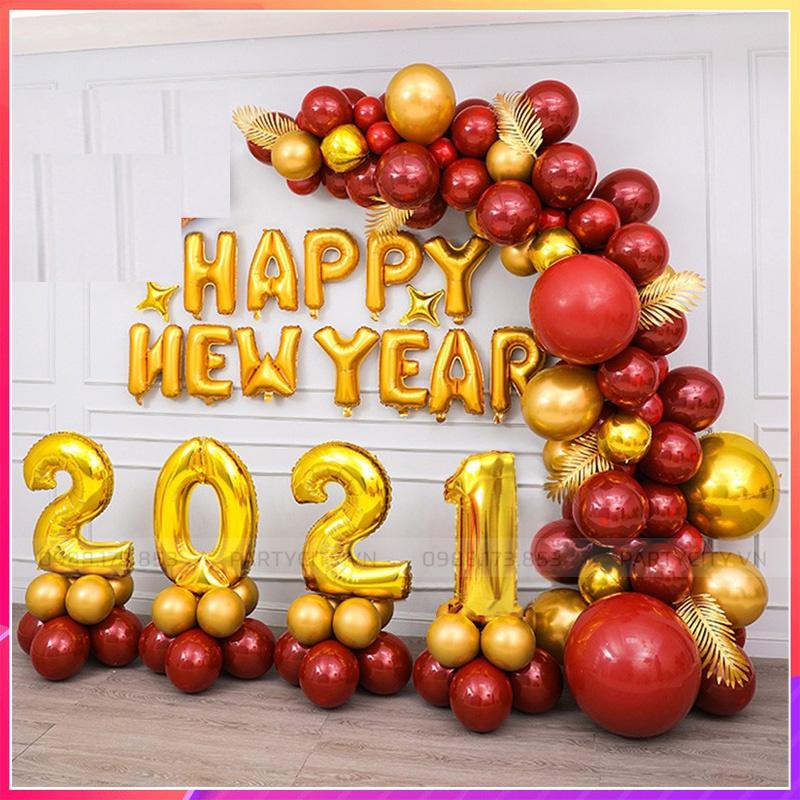 Set trang trí tết 2022, tất niên, year end party, chúc mừng năm mới bằng bong bóng