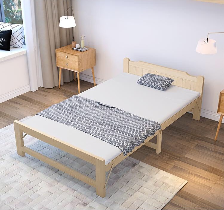 Giường ngủ gỗ thông gấp gọn tặng kèm đệm, có 5 kích thước chiều ngang 60cm - 80cm - 1m - 1m2 - 1m5