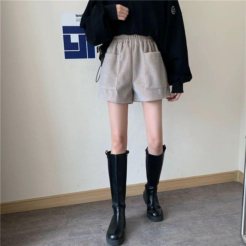 Quần short đùi dạ nữ 2 túi trước, cạp chun dày dặn