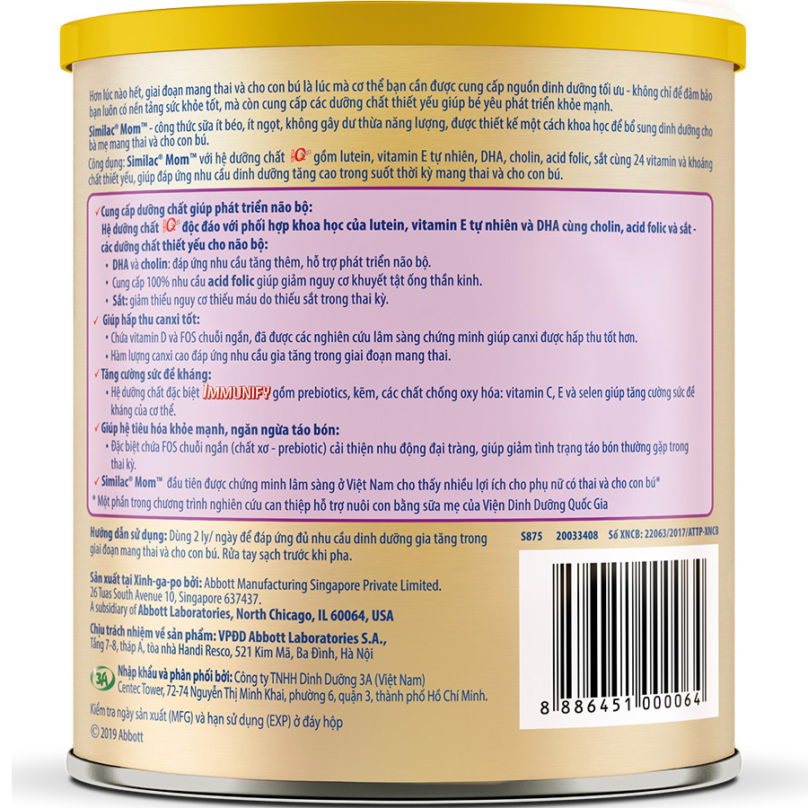 Sữa Bột Abbott Similac Mom Sữa Chua Dâu 400g