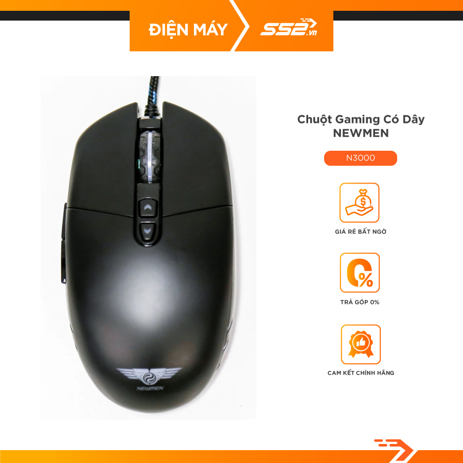 Chuột máy tính có dây Gaming Newmen N3000,4200DPI,Switch Omron 20 triệu clicks,RGB-Hàng Chính Hãng