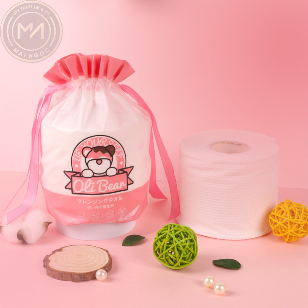 Khăn Tẩy Trang giấy khô đa năng Olibear Dạng Cuộn