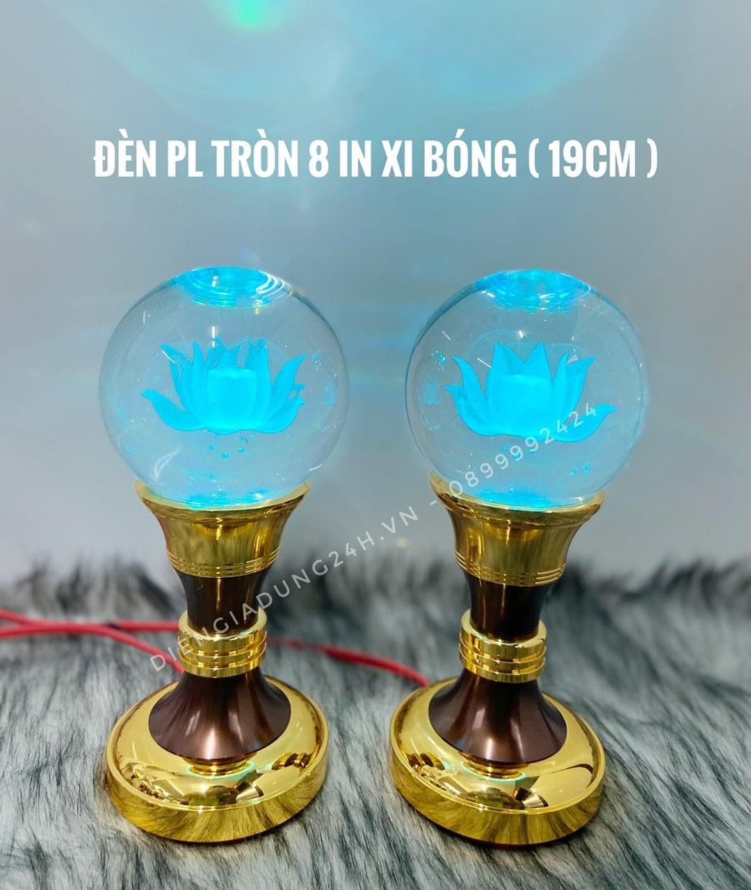 ĐÈN THỜ PHA LÊ CAO CẤP TRÒN 8 IN XI BÓNG (19cm) 1 CẶP